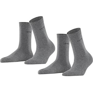 ESPRIT FALKE Women's Socks Uni 2-Pack 80% Cotton, 2 Pairs, Gray (Light Gray Melange 3390), Size: 35-38 ESPRIT FALKE Women's Socks Uni 2-Pack 80% Cotton, 2 Pairs, Gray (Light Gray Melange 3390), Size: 35-38