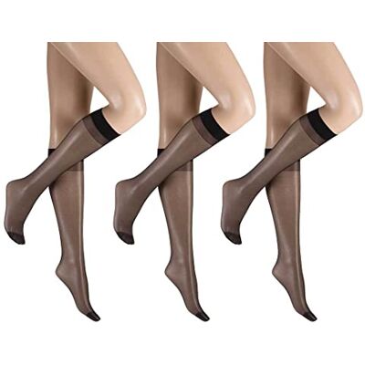 Hudson Women's Simply 20 3er-Pack Knee-High Socks, 15 DEN, Schwarz (Black 0005), 7 Hudson Women's Simply 20 3er-Pack Knee-High Socks, 15 DEN, Schwarz (Black 0005), 7