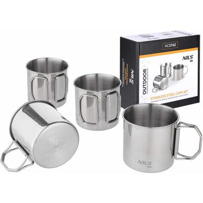 Teräsmukisetti retkeilyyn Nils Camp - 4 x 300 ml Teräsmukisetti retkeilyyn Nils Camp - 4 x 300 ml