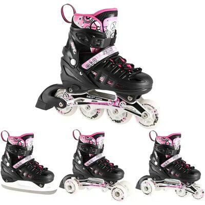 NILS Extreme Vaaleanpunainen 4-in-1 luistimet - Luistimet, Inline, Jää NILS Extreme Vaaleanpunainen 4-in-1 luistimet - Luistimet, Inline, Jää