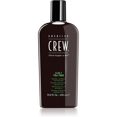 American Crew Hair & Body 3-IN-1 Tea Tree shampoo, hoitoaine ja suihkugeeli 3in1 miehille 450 ml American Crew Hair & Body 3-IN-1 Tea Tree shampoo, hoitoaine ja suihkugeeli 3in1 miehille 450 ml
