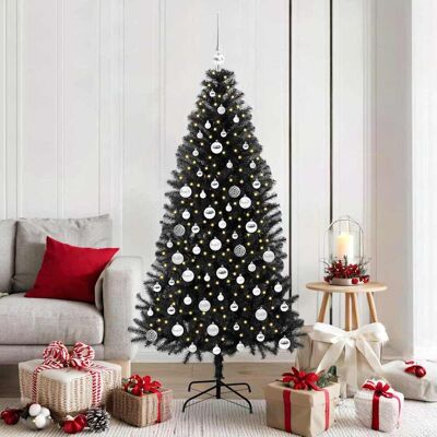 vidaXL Joulukuusi 300 LED-valoilla Musta 180 cm Polyvinyylikloridi vidaXL Joulukuusi 300 LED-valoilla Musta 180 cm Polyvinyylikloridi