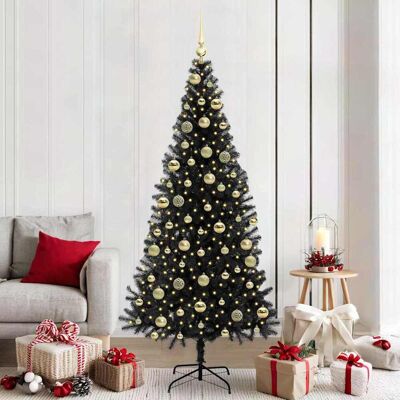 vidaXL Joulukuusi 300 LED-valoilla Musta 210 cm Polyvinyylikloridi vidaXL Joulukuusi 300 LED-valoilla Musta 210 cm Polyvinyylikloridi
