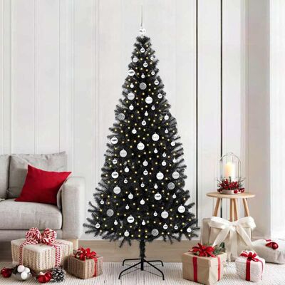 vidaXL Joulukuusi 300 LED-valoilla Musta 210 cm Polyvinyylikloridi vidaXL Joulukuusi 300 LED-valoilla Musta 210 cm Polyvinyylikloridi