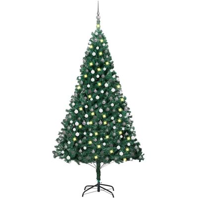 vidaXL Tekojoulukuusi palloilla esivalaistu vihreä 240 cm PVC vidaXL Tekojoulukuusi palloilla esivalaistu vihreä 240 cm PVC