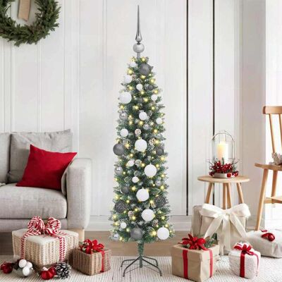 vidaXL Tekopaksu joulupuu 150 LED-valoilla Vihreä ja valkoinen 120 cm vidaXL Tekopaksu joulupuu 150 LED-valoilla Vihreä ja valkoinen 120 cm