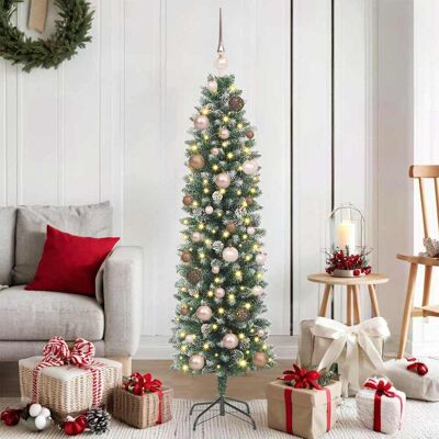 vidaXL Tekopaksu joulupuu 150 LED-valoilla Vihreä ja valkoinen 150 cm vidaXL Tekopaksu joulupuu 150 LED-valoilla Vihreä ja valkoinen 150 cm