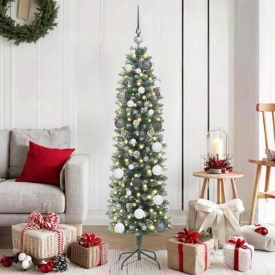 vidaXL Tekopaksu joulupuu 150 LED-valoilla Vihreä ja valkoinen 150 cm vidaXL Tekopaksu joulupuu 150 LED-valoilla Vihreä ja valkoinen 150 cm