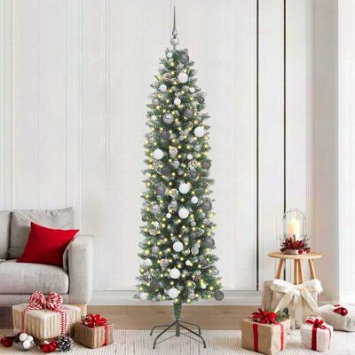 vidaXL Tekopaksu joulupuu 300 LED-valoilla Vihreä ja valkoinen 210 cm vidaXL Tekopaksu joulupuu 300 LED-valoilla Vihreä ja valkoinen 210 cm