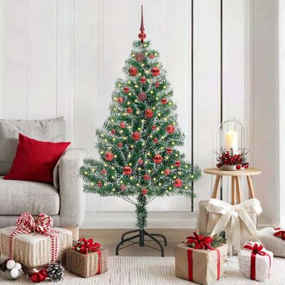 vidaXL Tekoinen joulukuusi lumiflockilla ja LED-valolla 150 cm vidaXL Tekoinen joulukuusi lumiflockilla ja LED-valolla 150 cm