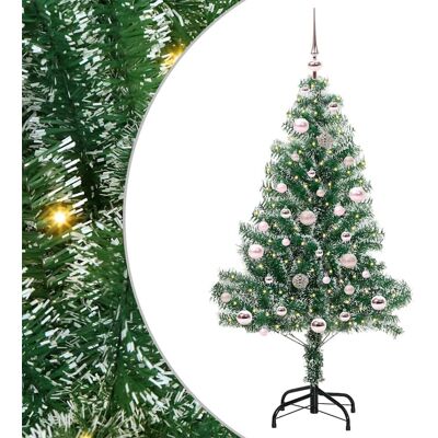vidaXL Tekoinen joulukuusi lumiflockilla ja LED-valolla 150 cm vidaXL Tekoinen joulukuusi lumiflockilla ja LED-valolla 150 cm