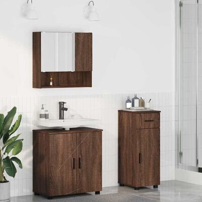 vidaXL Kylpyhuonekalustesetti laatikon kanssa 3 pcs Ruskea tammi vidaXL Kylpyhuonekalustesetti laatikon kanssa 3 pcs Ruskea tammi