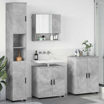 vidaXL Kylpyhuonekalustesetti Seinäkiinnitettävä 4 pcs Betoni Harmaa vidaXL Kylpyhuonekalustesetti Seinäkiinnitettävä 4 pcs Betoni Harmaa