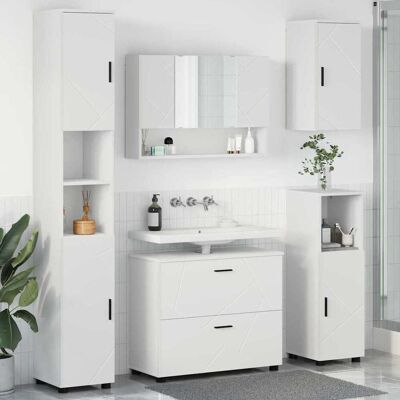 vidaXL Kylpyhuonekalustesetti laatikon kanssa hyllyllä 5 pcs Valkoinen vidaXL Kylpyhuonekalustesetti laatikon kanssa hyllyllä 5 pcs Valkoinen