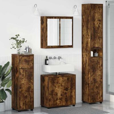 vidaXL Kylpyhuonekalustesetti hyllyllä 4 pcs Savupähkinä Tekninen puu vidaXL Kylpyhuonekalustesetti hyllyllä 4 pcs Savupähkinä Tekninen puu