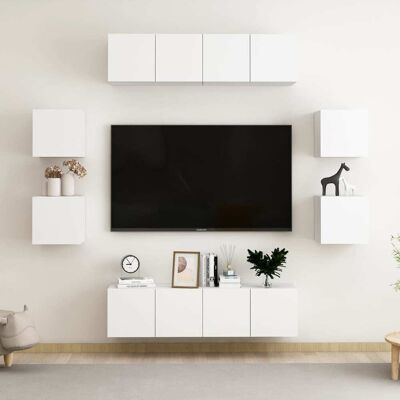 vidaXL 8-osainen TV-kaappisarja valkoinen lastulevy vidaXL 8-osainen TV-kaappisarja valkoinen lastulevy