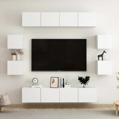 vidaXL 8-osainen TV-kaappisarja valkoinen lastulevy vidaXL 8-osainen TV-kaappisarja valkoinen lastulevy