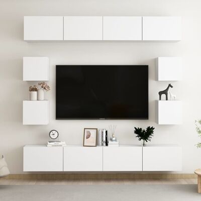 vidaXL 8-osainen TV-kaappisarja valkoinen lastulevy vidaXL 8-osainen TV-kaappisarja valkoinen lastulevy
