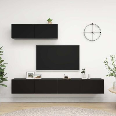 vidaXL 3-osainen TV-kaappisarja musta tekninen puu vidaXL 3-osainen TV-kaappisarja musta tekninen puu
