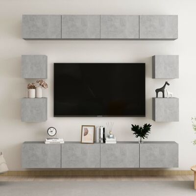 vidaXL 8-osainen TV-kaappisarja betoninharmaa lastulevy vidaXL 8-osainen TV-kaappisarja betoninharmaa lastulevy