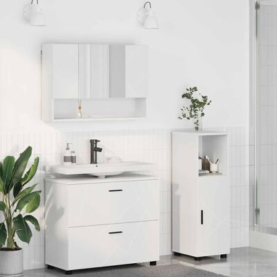 vidaXL Kylpyhuonekalustesetti laatikon kanssa hyllyllä 3 pcs Valkoinen vidaXL Kylpyhuonekalustesetti laatikon kanssa hyllyllä 3 pcs Valkoinen