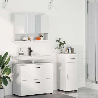 vidaXL Kylpyhuonekalustesetti laatikon kanssa hyllyllä 3 pcs Valkoinen vidaXL Kylpyhuonekalustesetti laatikon kanssa hyllyllä 3 pcs Valkoinen