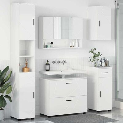 vidaXL Kylpyhuonekalustesetti hyllyllä 5 pcs Korkean kiillon valkoinen vidaXL Kylpyhuonekalustesetti hyllyllä 5 pcs Korkean kiillon valkoinen