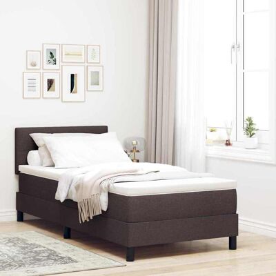 vidaXL Pohjaspring sänky päätyllä Tumma ruskea 90 x 200 cm kangas vidaXL Pohjaspring sänky päätyllä Tumma ruskea 90 x 200 cm kangas