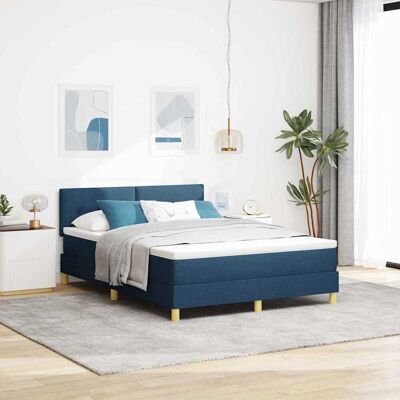 vidaXL Pohjaspring sänky tyynyllä päätyllä Sininen 160 x 200 cm kangas vidaXL Pohjaspring sänky tyynyllä päätyllä Sininen 160 x 200 cm kangas