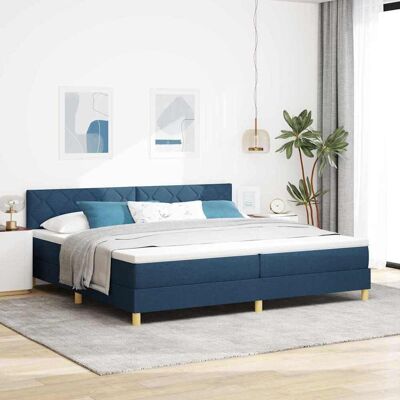 vidaXL Pohjaspring sänky tyynyllä päätyllä Sininen 200 x 200 cm kangas vidaXL Pohjaspring sänky tyynyllä päätyllä Sininen 200 x 200 cm kangas