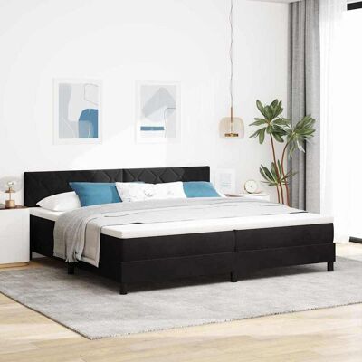 vidaXL Pohjaspring sänky päätyllä Musta 200 x 200 cm Sametti vidaXL Pohjaspring sänky päätyllä Musta 200 x 200 cm Sametti