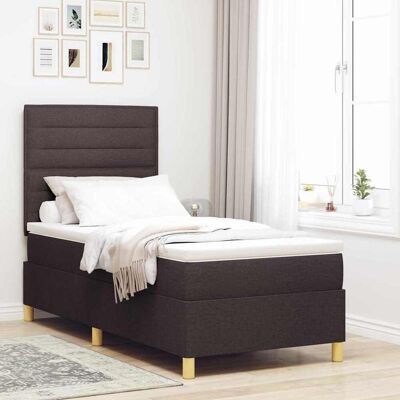 vidaXL Pohjaspring sänky patjan kanssa Tumma ruskea 90 x 200 cm kangas vidaXL Pohjaspring sänky patjan kanssa Tumma ruskea 90 x 200 cm kangas