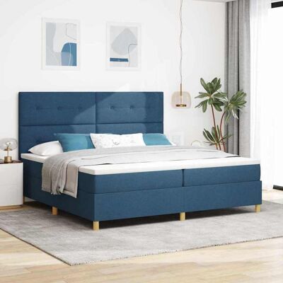 vidaXL Pohjaspring sänky päätyllä Sininen 200 x 200 cm kangas vidaXL Pohjaspring sänky päätyllä Sininen 200 x 200 cm kangas
