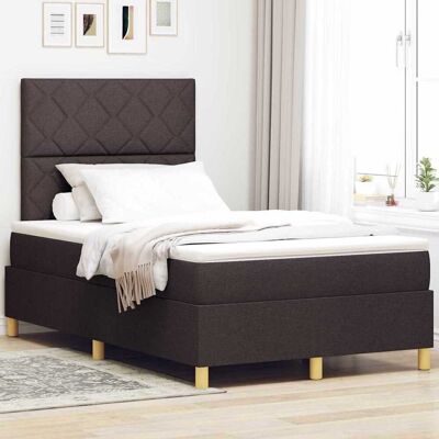 vidaXL Pohjaspring sänky päätyllä Tumma ruskea 4FT Small Double kangas vidaXL Pohjaspring sänky päätyllä Tumma ruskea 4FT Small Double kangas