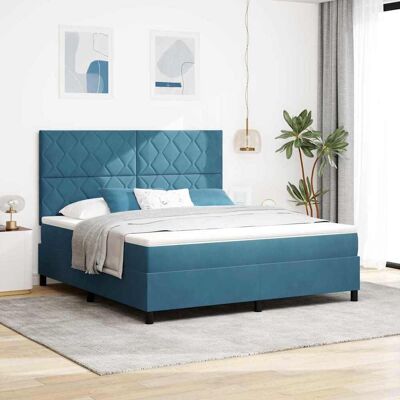 vidaXL Pohjaspring sänky Tumma Sininen 6FT Super King Size Sametti vidaXL Pohjaspring sänky Tumma Sininen 6FT Super King Size Sametti