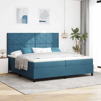 vidaXL Pohjaspring sänky päätyllä Tumma Sininen 200 x 200 cm Sametti vidaXL Pohjaspring sänky päätyllä Tumma Sininen 200 x 200 cm Sametti
