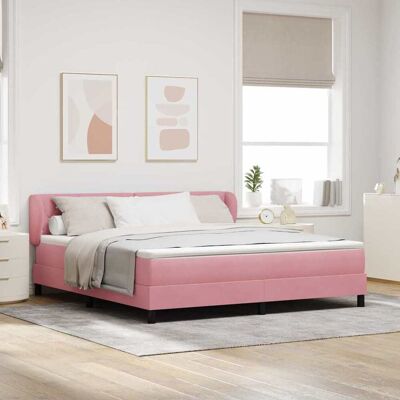 vidaXL Pohjaspring sänky päätyllä Pinkki 6FT Super King Size Sametti vidaXL Pohjaspring sänky päätyllä Pinkki 6FT Super King Size Sametti
