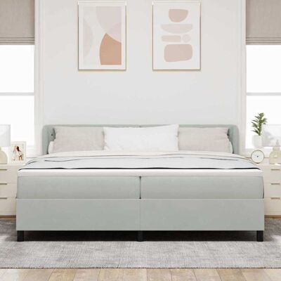 vidaXL Pohjaspring sänky päätyllä Vaaleanharmaa 200 x 200 cm Sametti vidaXL Pohjaspring sänky päätyllä Vaaleanharmaa 200 x 200 cm Sametti