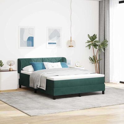 vidaXL Pohjaspring sänky päätyllä Tummanvihreä 140 x 190 cm Sametti vidaXL Pohjaspring sänky päätyllä Tummanvihreä 140 x 190 cm Sametti
