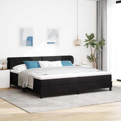 vidaXL Pohjaspring sänky päätyllä Musta 200 x 200 cm Sametti vidaXL Pohjaspring sänky päätyllä Musta 200 x 200 cm Sametti