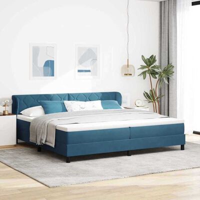vidaXL Pohjaspring sänky päätyllä Tumman Sininen 200 x 200 cm Sametti vidaXL Pohjaspring sänky päätyllä Tumman Sininen 200 x 200 cm Sametti