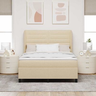 vidaXL Pohjaspring sänky patjan kanssa Kerma 140 x 200 cm kangas vidaXL Pohjaspring sänky patjan kanssa Kerma 140 x 200 cm kangas
