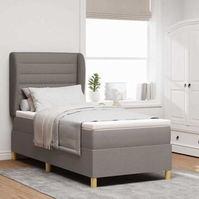 vidaXL Pohjaspring sänky päätyllä Harmaanruskea 200 x 90 cm kangas vidaXL Pohjaspring sänky päätyllä Harmaanruskea 200 x 90 cm kangas