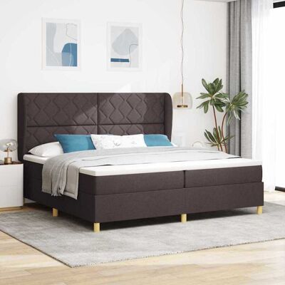 vidaXL Pohjaspring sänky päätyllä Tumma ruskea 200 x 200 cm kangas vidaXL Pohjaspring sänky päätyllä Tumma ruskea 200 x 200 cm kangas