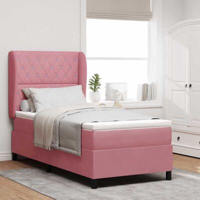 vidaXL Pohjaspring sänky patjan kanssa Pinkki 190 x 90 cm Sametti vidaXL Pohjaspring sänky patjan kanssa Pinkki 190 x 90 cm Sametti