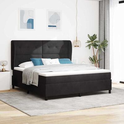 vidaXL Pohjaspring sänky päätyllä Musta 200 x 180 cm Sametti vidaXL Pohjaspring sänky päätyllä Musta 200 x 180 cm Sametti