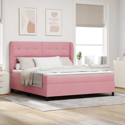 vidaXL Pohjaspring sänky päätyllä Pinkki 200 x 180 cm Sametti vidaXL Pohjaspring sänky päätyllä Pinkki 200 x 180 cm Sametti