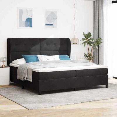 vidaXL Pohjaspring sänky päätyllä Musta 200 x 200 cm Sametti vidaXL Pohjaspring sänky päätyllä Musta 200 x 200 cm Sametti