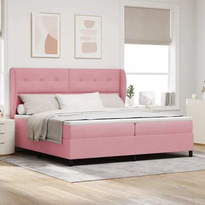 vidaXL Pohjaspring sänky päätyllä Pinkki 200 x 200 cm Sametti vidaXL Pohjaspring sänky päätyllä Pinkki 200 x 200 cm Sametti