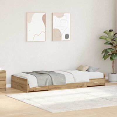 vidaXL Sängyn runko päätyllä Artisan tammi 98,5 x 200 cm Tekninen puu vidaXL Sängyn runko päätyllä Artisan tammi 98,5 x 200 cm Tekninen puu